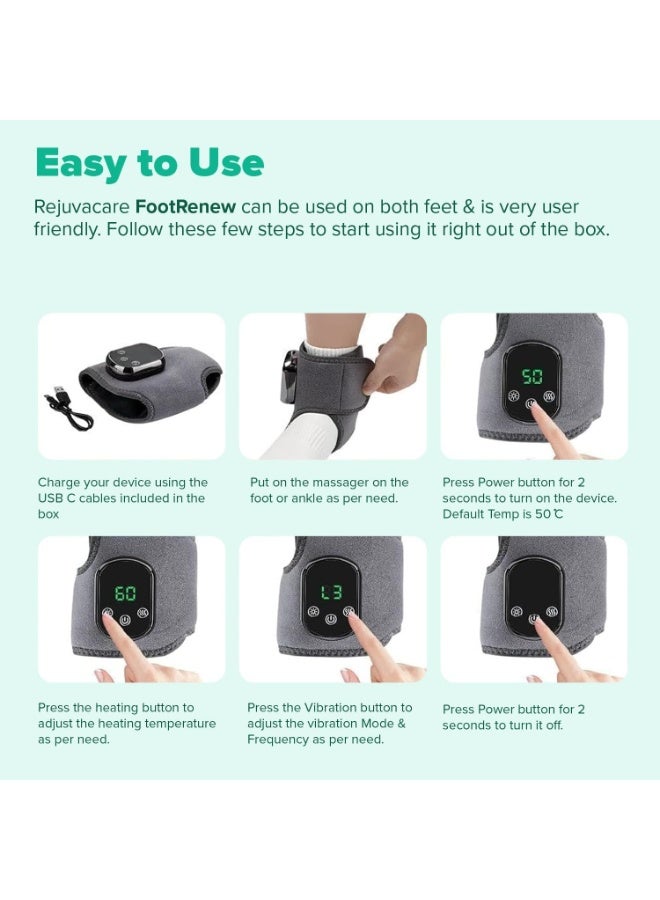 general Triple Method Massager – The Official - Electric Foot and Ankle Massager Heated Wrap with 3 Vibration Modes and 5 Heat Levels - Cordless Portable Design - Image 5