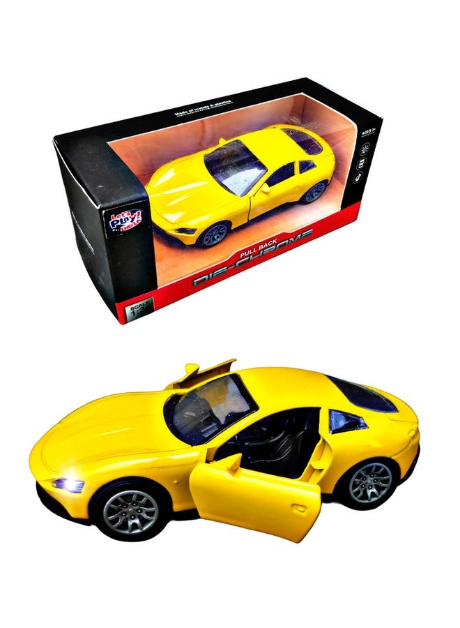 RUHANI Metal Lamborghini Pullback Toy car with Sound and Light Openable Doors for Kids 1:36 Scale(Yellow) - Image 1