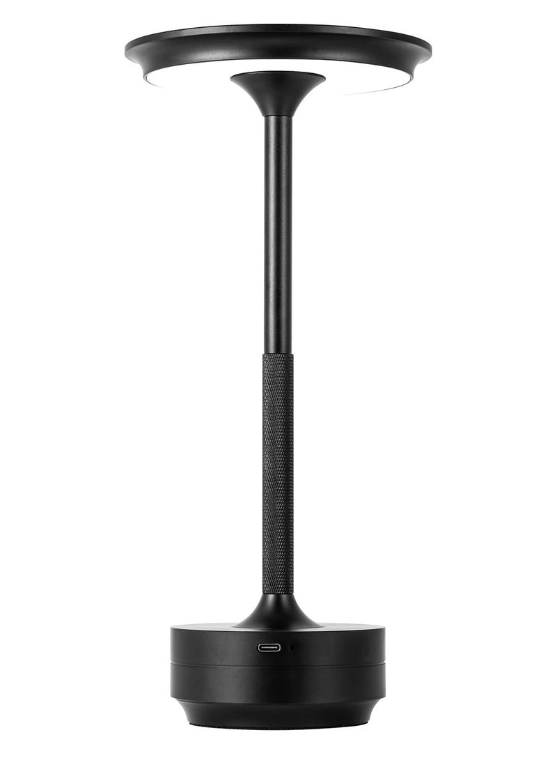 Arabest Portable Metal Desk Lamp Cordless LED Table Lamp 3 Color Touch Control Rechargeable Lamp 3-Levels Brightness Room Decor Desk Lamp  Bedside Lamp  Night Light Dining Room Lamp (Black) - Image 1