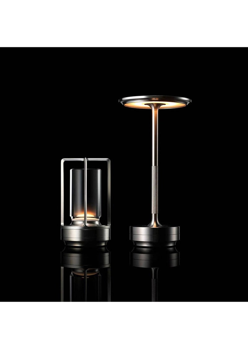 Arabest Portable Metal Desk Lamp Cordless LED Table Lamp 3 Color Touch Control Rechargeable Lamp 3-Levels Brightness Room Decor Desk Lamp  Bedside Lamp  Night Light Dining Room Lamp (Black) - Image 2
