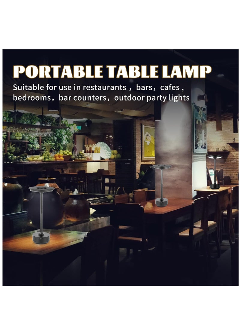 Arabest Portable Metal Desk Lamp Cordless LED Table Lamp 3 Color Touch Control Rechargeable Lamp 3-Levels Brightness Room Decor Desk Lamp  Bedside Lamp  Night Light Dining Room Lamp (Black) - Image 5