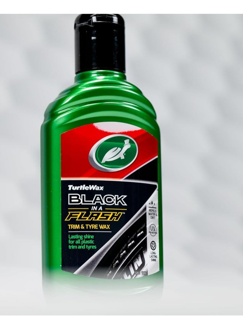 TurtleWax Car Trim And Tire Wax 300ml Black In A Flash For Plastic And Tire Lasting Shine - Image 2