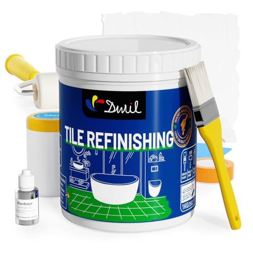 DWIL Tub Paint, Tub and Tile Refinishing Kit with Tools, White Bathtub Paint Water Based &Low Odor, Easy to Use for Sink Bathroom Shower, Semi-Gloss White 35oz/50-55sq.ft - Image 1