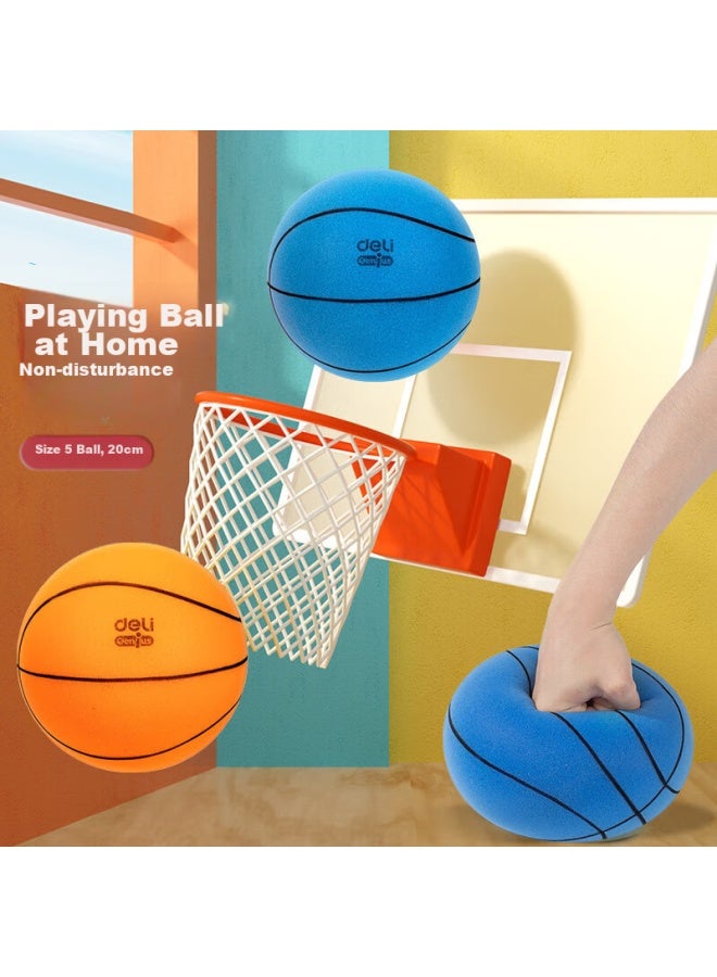 Deli, Silent Basketball, Size 5, Children's Indoor Silent Elastic Toy Ball, Children's Entertainment Player Basketball, Blue - Image 2