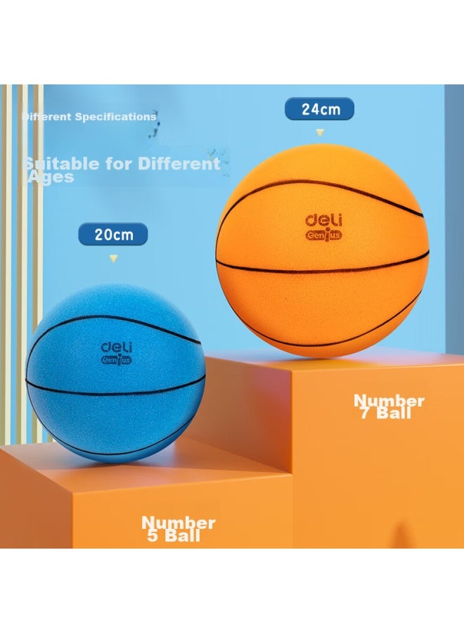Deli, Silent Basketball, Size 5, Children's Indoor Silent Elastic Toy Ball, Children's Entertainment Player Basketball, Blue - Image 5