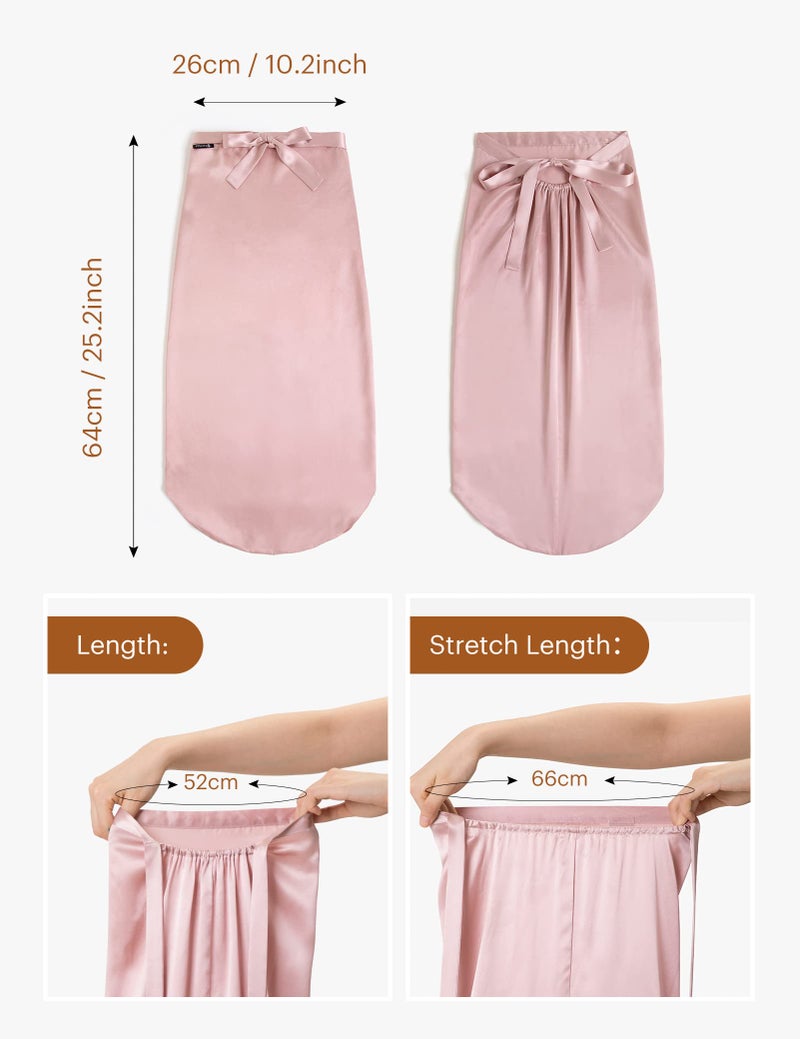 LilySilk غطاء نوم من حرير التوت من ليلي سيلك 100% 19 مومي غطاء حرير طويل للشعر المجعد، غطاء ليلي للنوم، لفافة شعر حرير للنساء باللون الوردي الفاتح - Image 3
