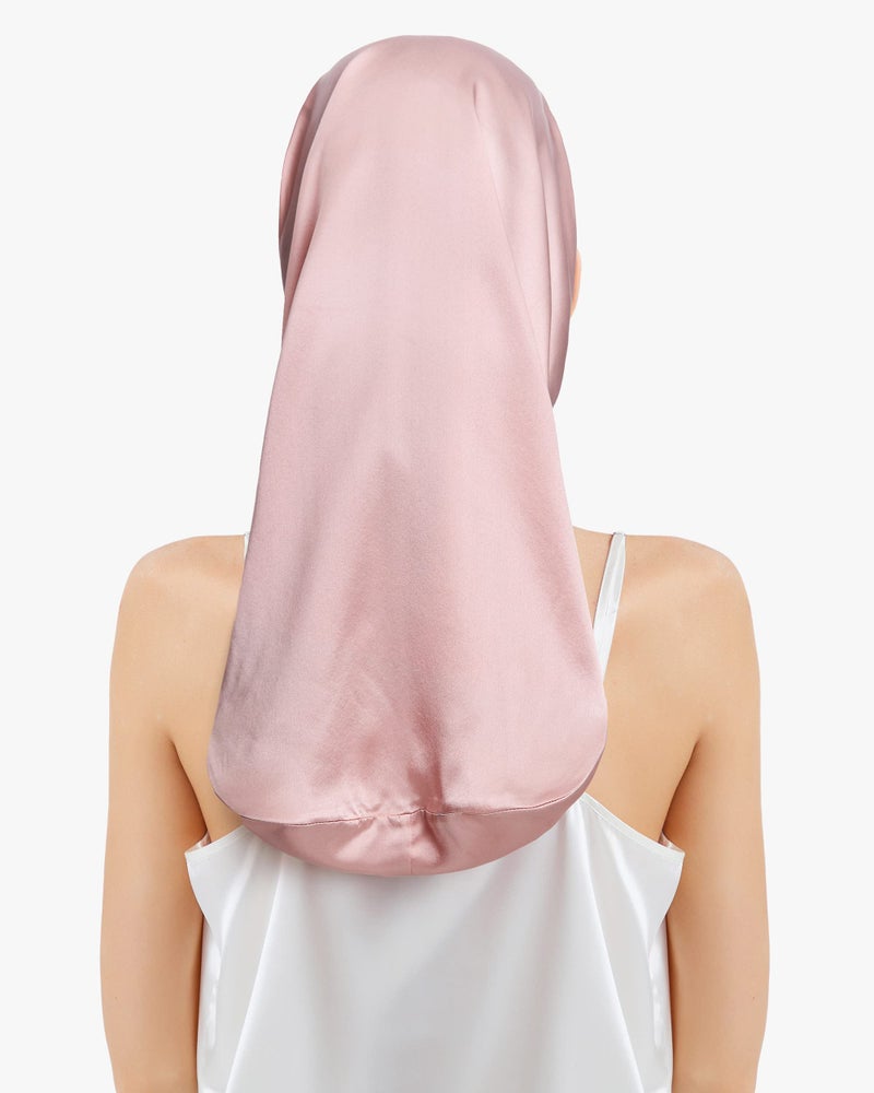 LilySilk غطاء نوم من حرير التوت من ليلي سيلك 100% 19 مومي غطاء حرير طويل للشعر المجعد، غطاء ليلي للنوم، لفافة شعر حرير للنساء باللون الوردي الفاتح - Image 2