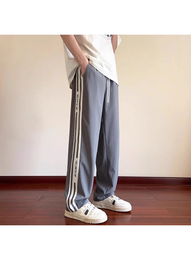 Wassup Sohot Men's Casual Pants Summer Loose Brand Straight Pants Men's Ice Silk Quick-drying Sports Pants Black 2XL - Image 4