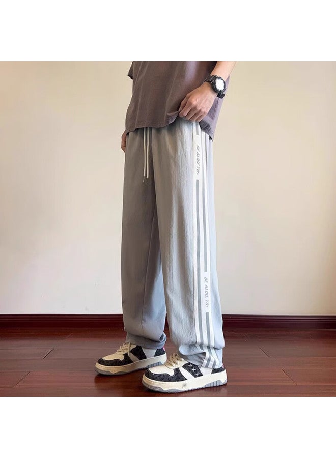 Wassup Sohot Men's Casual Pants Summer Loose Brand Straight Pants Men's Ice Silk Quick-drying Sports Pants Black 2XL - Image 3