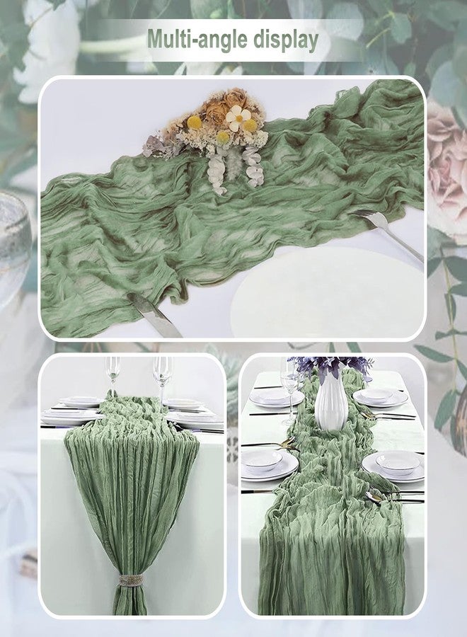 SuBleer 6 Pack Sage Green Cheesecloth Table Runner 35x120 Inch 10Ft Rustic Gauze Cheese Cloth Table Runner Sheer Cheesecloth Table Runners for Wedding Party Bridal Shower Decoration - Image 5