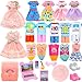 ENOCHT 20 Pcs 53 Inch Doll Clothes Accessories Include 5 Dresses 3 Outfits Tops and Pants 3 Swimsuits with 2 Shoes 1 Backpack 1 Laptop 1 Pad 1 Glasses 1 Drink 1 Hat for 53 6 Inch Dolls - Image 2