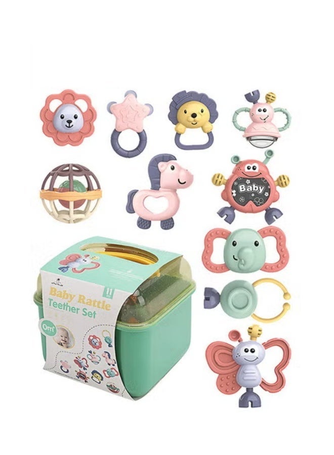 DOOKOO 10pcs Baby Rattle Toy, Infant Teething Toys, Grab and Spin Rattles Sensory Toy Set, Food Grade Silicone Material, Baby Toys Gift for Babies 0-12-24 Months Boys Girls, Early Educational Toy Set. - Image 4