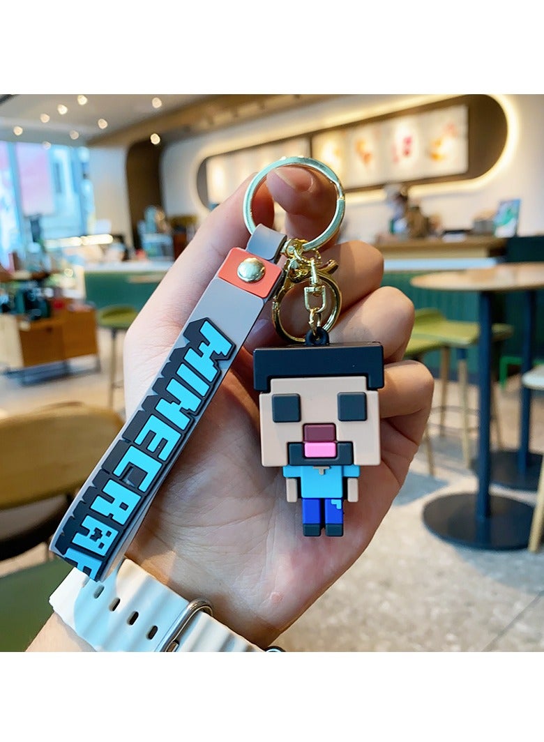 general minecraft keychain pvc soft rubber building block doll backpack bag pendant car chain small gift - Image 1