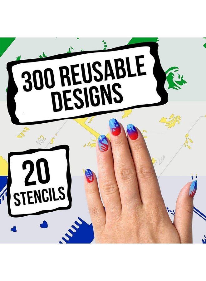 كاستم بودي آرت قوالب أظافر مخصصة لفن الجسم باستخدام رذاذ الهواء - مجموعة سلسلة التصميم رقم 8 تتضمن 20 قالب أظافر فردي مع 16 تصميمًا لكل منها بإجمالي 320 تصميمًا من السلسلة رقم 8 - Image 4