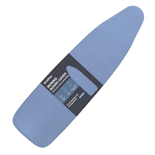 VividPaw Ironing Board Cover and Pad, Standard Size 15x54, Thick Padding, Elastic Edge, Silicone Coated, Resist Scorching, Adjustable Fastener, Heavy Duty Padded Iron Board Covers (Blue) - Image 1