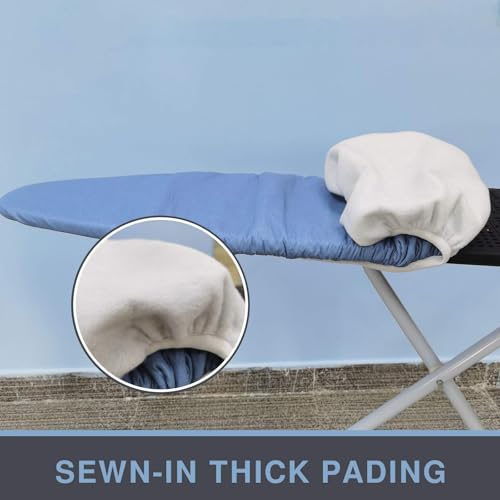 VividPaw Ironing Board Cover and Pad, Standard Size 15x54, Thick Padding, Elastic Edge, Silicone Coated, Resist Scorching, Adjustable Fastener, Heavy Duty Padded Iron Board Covers (Blue) - Image 5