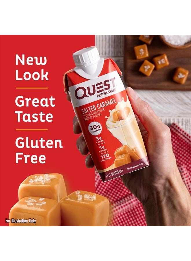 Quest Nutrition مشروب بروتيني جاهز للشرب بنكهة الكراميل المملح، غني بالبروتين، منخفض الكربوهيدرات، خالٍ من الجلوتين، مناسب لنظام الكيتو الغذائي، 4 قطع (عبوة من 3 قطع) - Image 3