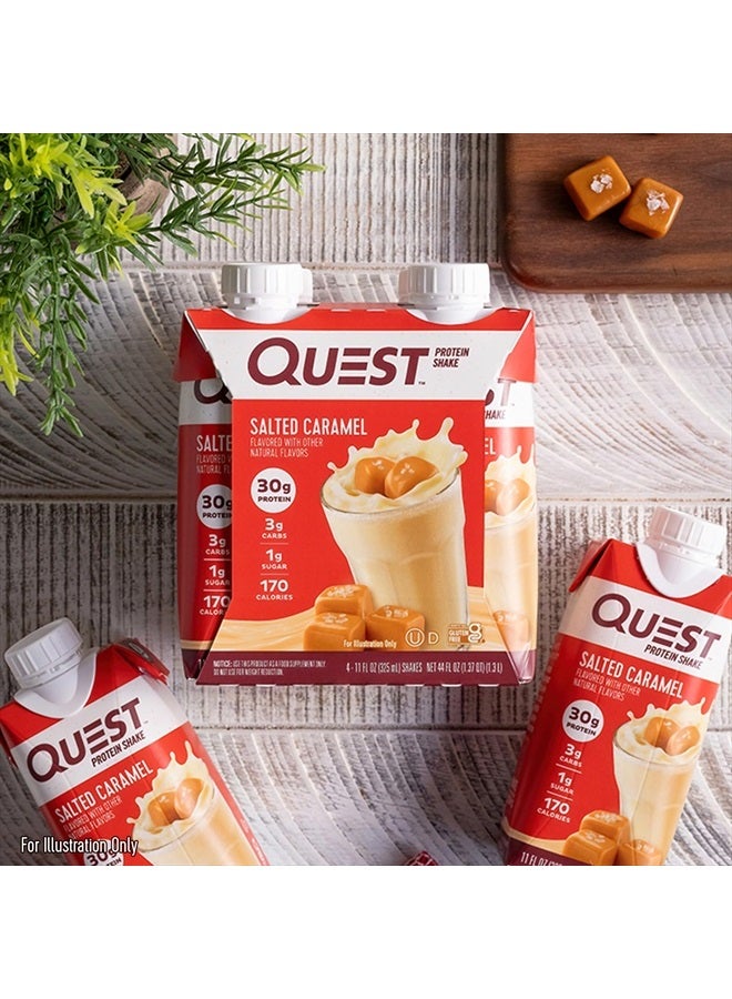Quest Nutrition مشروب بروتيني جاهز للشرب بنكهة الكراميل المملح، غني بالبروتين، منخفض الكربوهيدرات، خالٍ من الجلوتين، مناسب لنظام الكيتو الغذائي، 4 قطع (عبوة من 3 قطع) - Image 5