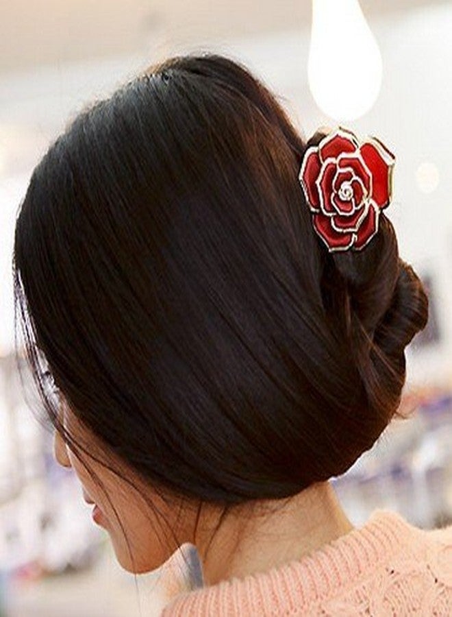 Meilliwish Cute Flower Gilt Edged Lady Hair Claw Clip 1 PCS(D28)(WineRed) - Image 4