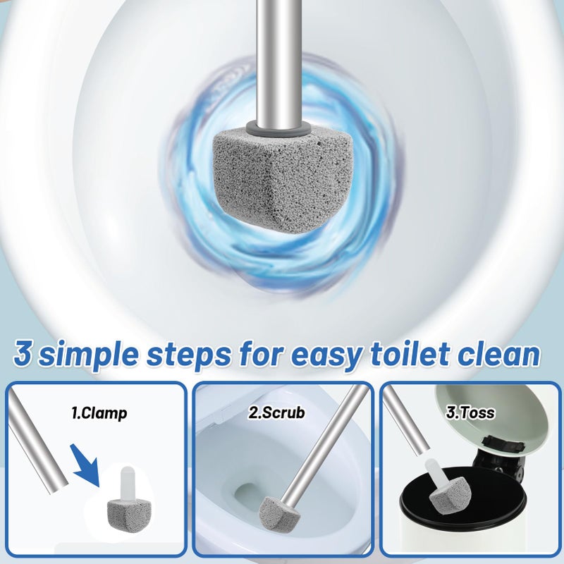 YINGMORE Pumice Stone Toilet Bowl Cleaner Toilet Deep Cleaning,Bathroom Cleaner Brush with Long Handle for Remove Hard Water Stains with Toilet Handle+ Pumice Stones - Image 5