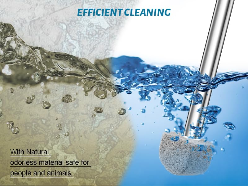 YINGMORE Pumice Stone Toilet Bowl Cleaner Toilet Deep Cleaning,Bathroom Cleaner Brush with Long Handle for Remove Hard Water Stains with Toilet Handle+ Pumice Stones - Image 1