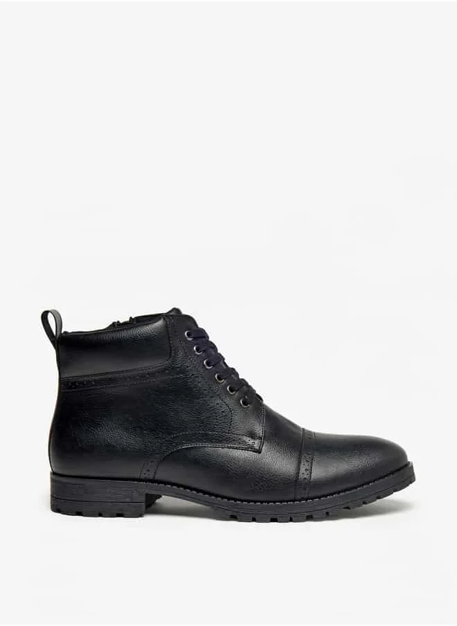 LBL by Shoexpress Men Perforated Chukka Boots with Zip Closure