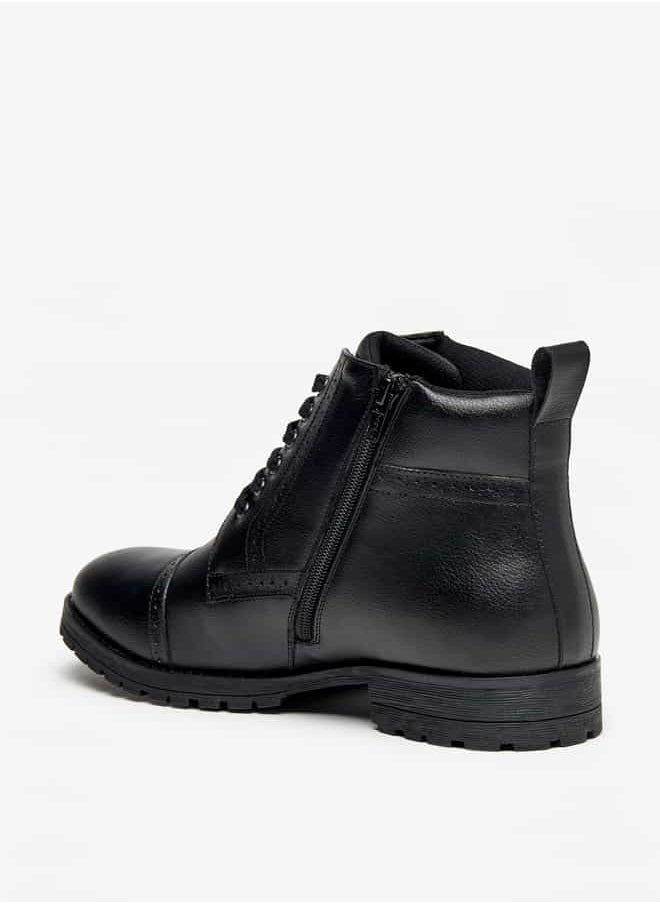 LBL by Shoexpress Men Perforated Chukka Boots with Zip Closure  - Image 2