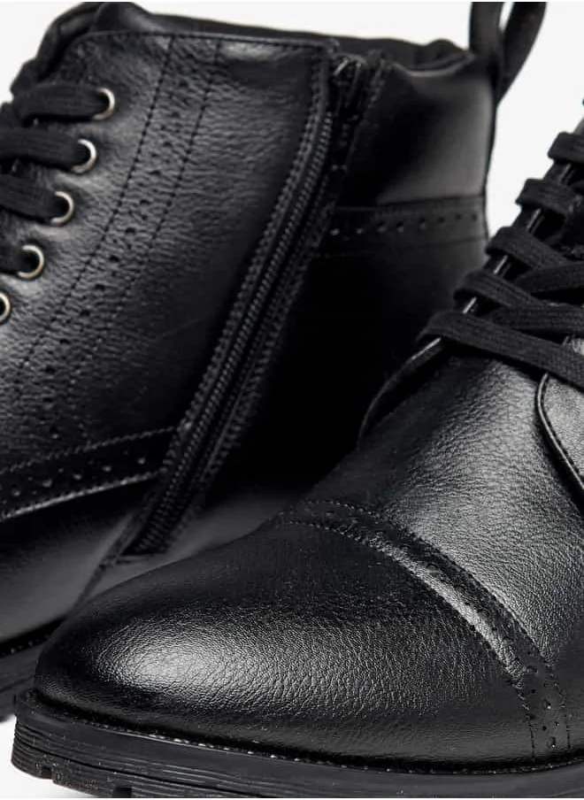 LBL by Shoexpress Men Perforated Chukka Boots with Zip Closure