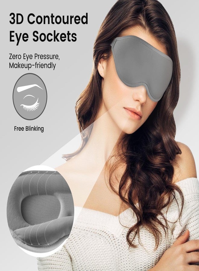 Audree Sleep Mask - Eye Mask for Sleeping Light Blocking, 3D Contoured Sleeping Mask, Soft Eye Shade Cover for Travel Yoga Nap, Grey - Image 2