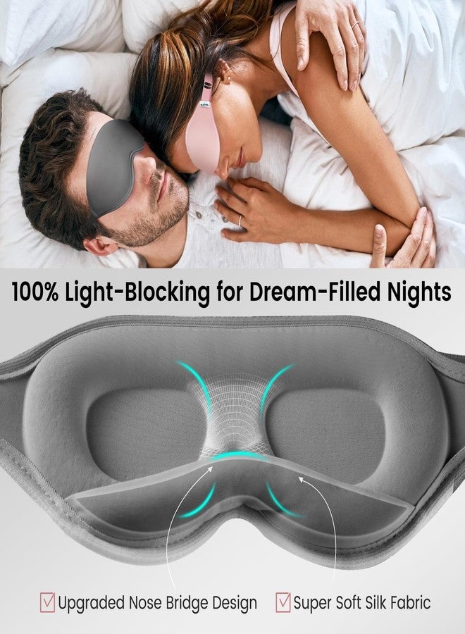 Audree Sleep Mask - Eye Mask for Sleeping Light Blocking, 3D Contoured Sleeping Mask, Soft Eye Shade Cover for Travel Yoga Nap, Grey - Image 3
