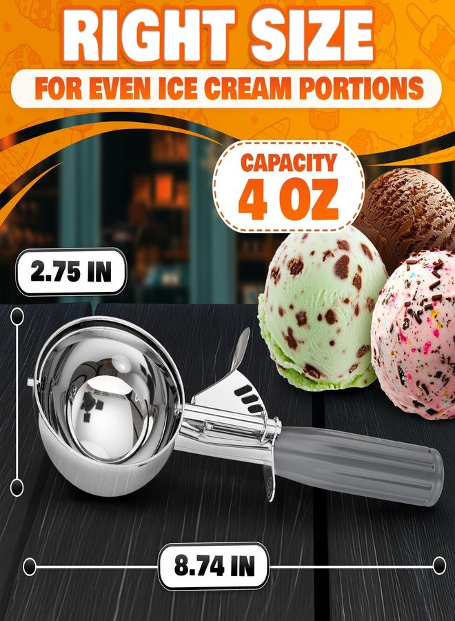 Reluen 4 oz Ice Cream Scoop with Trigger Release #8 - Stainless Steel Versatile Tool for Baking, Cookies and Desserts Spoons, Dishwasher-Safe, Ergonomic Design, Great as Christmas Gifts for Dessert Lovers - Image 2