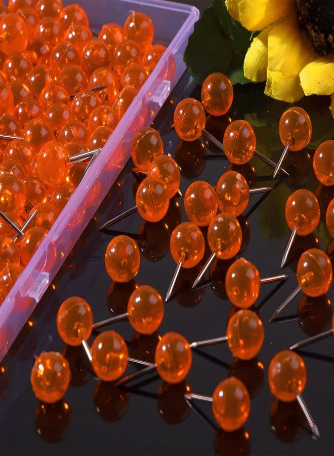 VAPKER Orange Map Tacks 150Pcs Large Size Pins 0.37inch (9.5mm) Round Head Push Pins Steel Point with Transparent Plastic Round Head Map Thumb Tacks for Pictures, Posters, Documents - Image 3