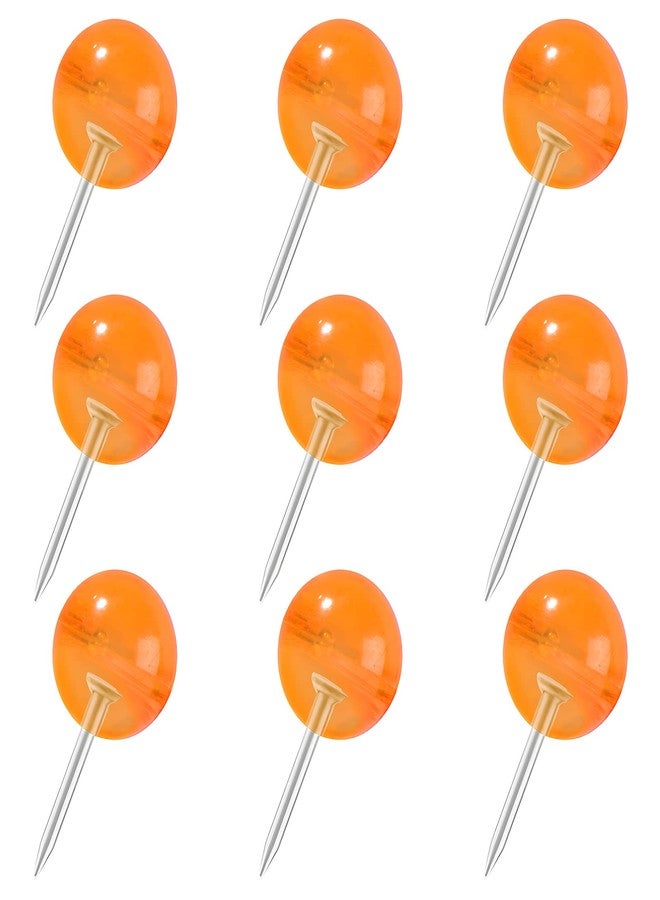 VAPKER Orange Map Tacks 150Pcs Large Size Pins 0.37inch (9.5mm) Round Head Push Pins Steel Point with Transparent Plastic Round Head Map Thumb Tacks for Pictures, Posters, Documents - Image 1