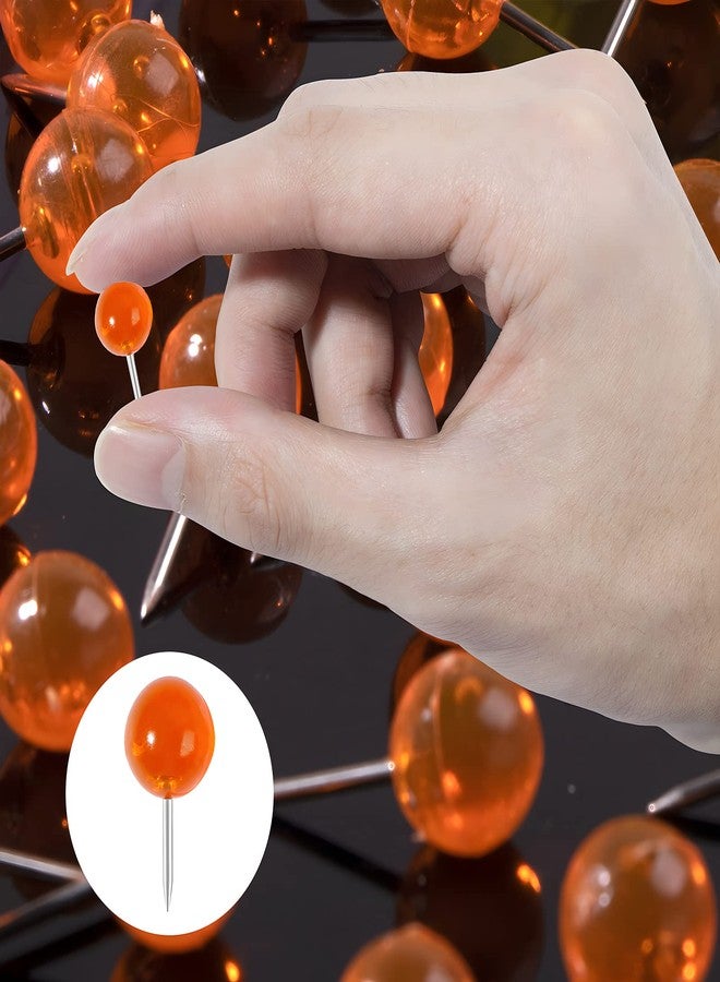 VAPKER Orange Map Tacks 150Pcs Large Size Pins 0.37inch (9.5mm) Round Head Push Pins Steel Point with Transparent Plastic Round Head Map Thumb Tacks for Pictures, Posters, Documents - Image 4