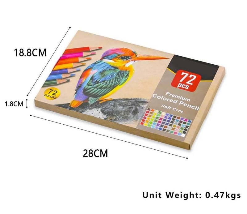 Corslet 72pc Pencil Colour Set Adult Coloring Soft Core Colour Pencils for Artists Artists Drawing Pencils Art Craft Supplies Color Pencil Set Gift for Colour Pencil Set for Kids Adults Beginners - Image 5