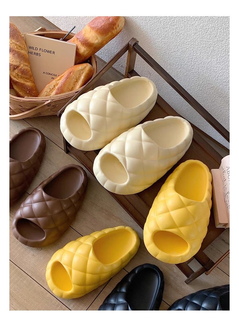 Men's and women's bathroom non-slip quick-drying ultra-soft thick-soled home slippers white 8801  - Image 2