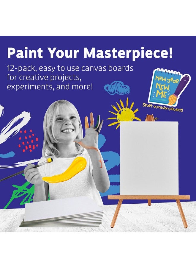 Artlicious لوحات فنية من أرتليشس للرسم - عبوة من 12، 9 × 12 بوصة لوحات قماشية بيضاء فارغة - 100% قطن لوحات فنية للزيت، الأكريليك والألوان المائية - Image 2