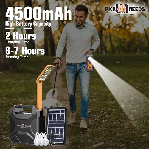 Pick Ur Needs Solar Rechargeable Emergency Inverter Torch Lamp with 3 Individual 6 Volt Led Bulbs & Charging Cable 140W Kit - Image 3