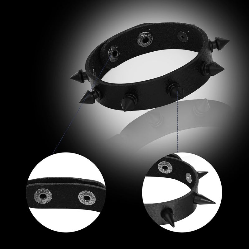 Mafnee Store Leather Cuff Bracelet Punk Bracelet Rock Braided Rivets Wristband for Men Women Adjustable - Image 5