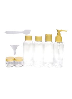 VENDIX 8-Piece Travel Bottle Kit - Refillable Containers for Cosmetic, Empty Pressure Spray Bottle, Transparent Plastic Travel Kit, (4 x 100ml Bottles, 2 x 10ml Jars, Funnel, Spatula)  - Image 1