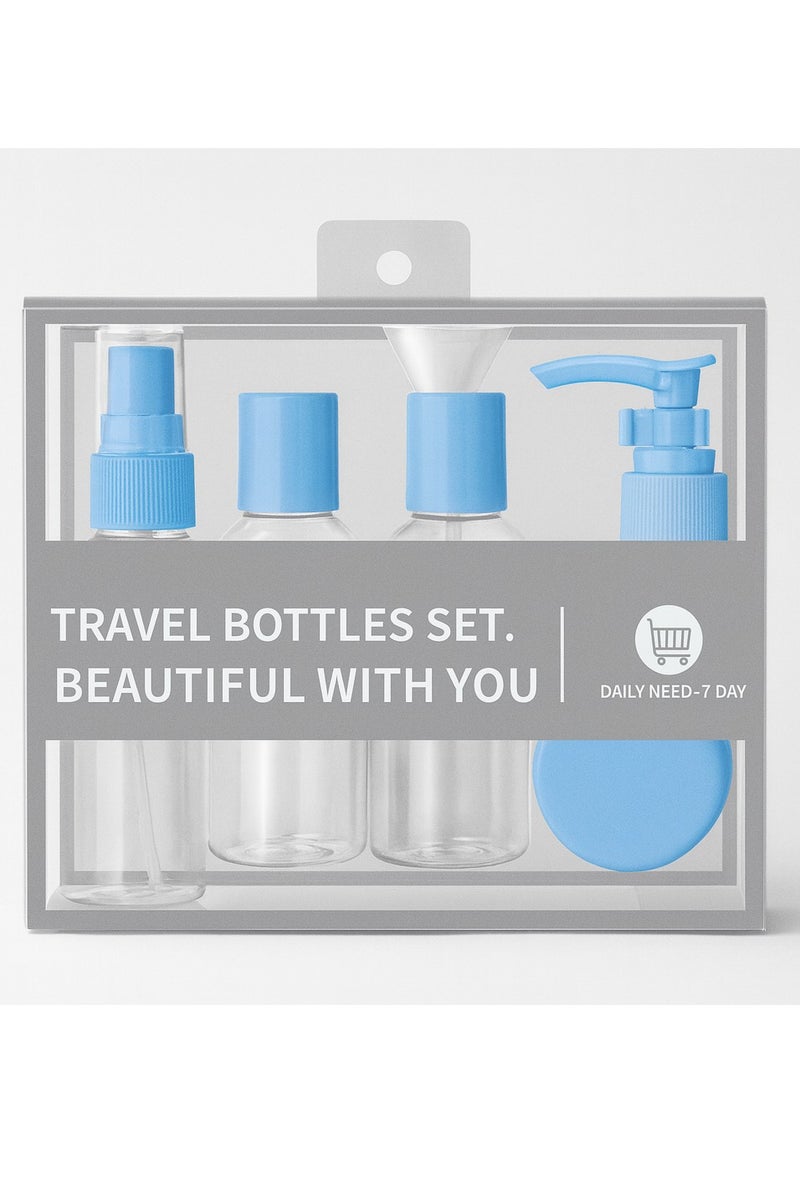 فيندكس مجموعة زجاجات سفر من 8 قطع - حاويات قابلة لإعادة التعبئة لمستحضرات التجميل، زجاجة رذاذ فارغة مضغوطة، مجموعة سفر بلاستيكية شفافة، (4 زجاجات × 100 مل، 2 برطمان × 10 مل، قمع، ملعقة مسطحة) - Image 2