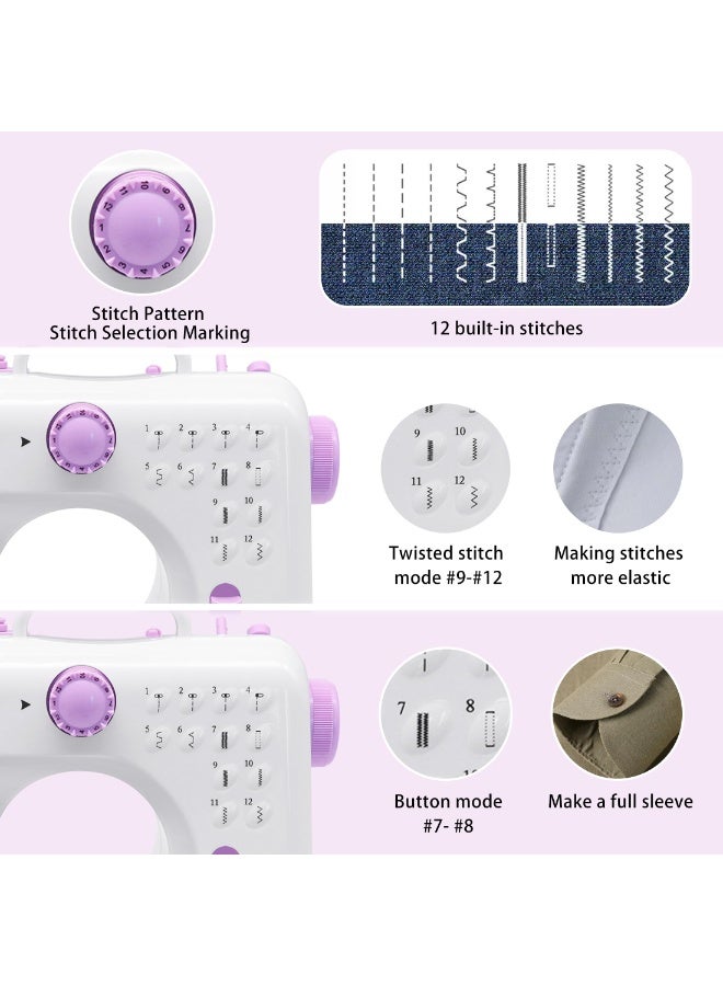 WALALLA Portable Sewing Machine with Extension Table | 12 Built-In Stitches, LED Light & Accessory Kit | Mini Sewing Machine for Beginners, Ideal for Clothing, Pillowcases, Sheets - Image 5