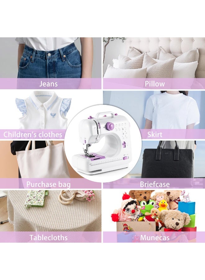 WALALLA Portable Sewing Machine with Extension Table | 12 Built-In Stitches, LED Light & Accessory Kit | Mini Sewing Machine for Beginners, Ideal for Clothing, Pillowcases, Sheets - Image 3