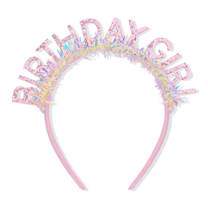 CAVETEE Birthday Crown for Women and Girl, Pink Happy Birthday Decorations Birthday Girl Tiara for Women Birthday Gift - Image 1