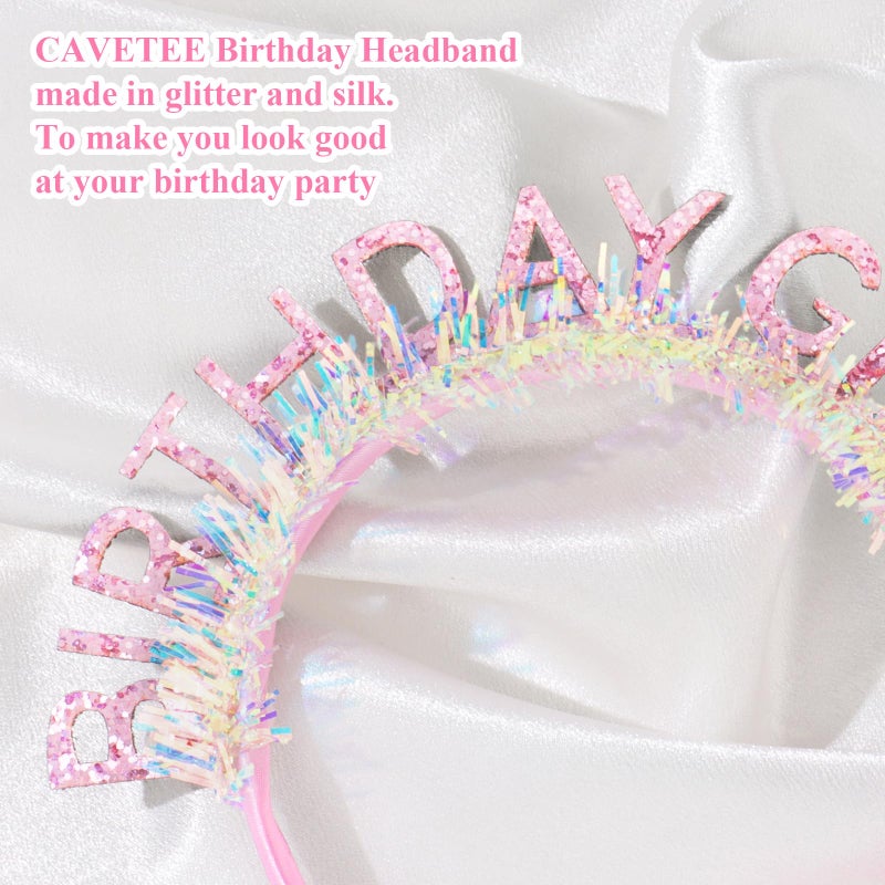 CAVETEE Birthday Crown for Women and Girl, Pink Happy Birthday Decorations Birthday Girl Tiara for Women Birthday Gift - Image 5