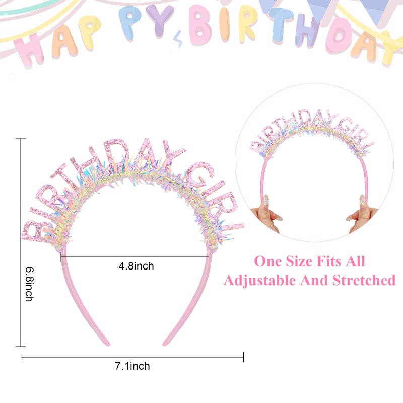 CAVETEE Birthday Crown for Women and Girl, Pink Happy Birthday Decorations Birthday Girl Tiara for Women Birthday Gift - Image 2
