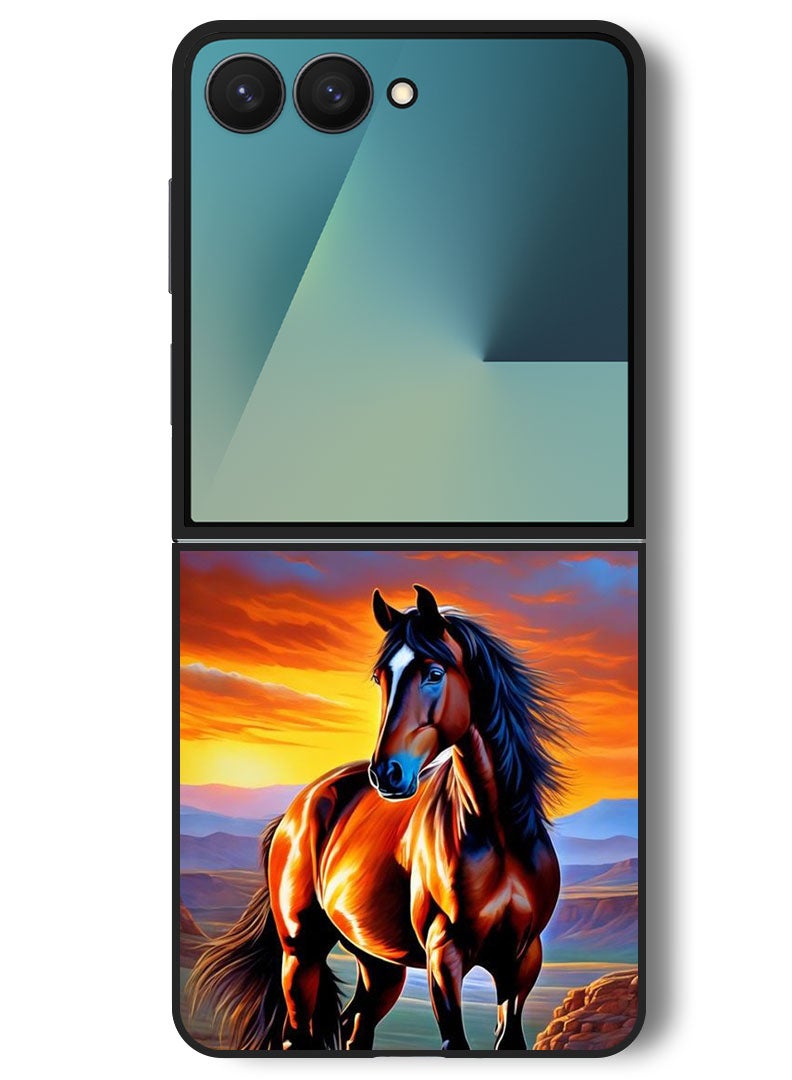 Theodor Case Compatible with Samsung Galaxy Z Flip 7 - 6.9 Inch Protection Shockproof Bumper Cover Horse Painting - Image 1