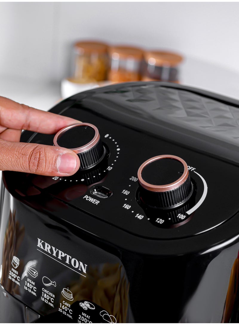 KRYPTON Air Fryer 3.5L Capacity With Non-Stick Pot With Rack, Oil And Fat Free Cooking/ Time And Temperature Adjustable Control, 1-30 Minutes Timer 2 Years Warranty 3.5 L 1400 W KNAF6362-AF Black - Image 2