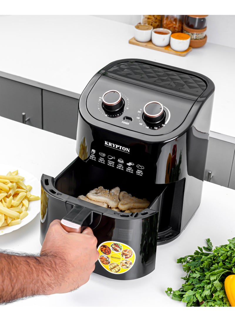 KRYPTON Air Fryer 3.5L Capacity With Non-Stick Pot With Rack, Oil And Fat Free Cooking/ Time And Temperature Adjustable Control, 1-30 Minutes Timer 2 Years Warranty 3.5 L 1400 W KNAF6362-AF Black - Image 3