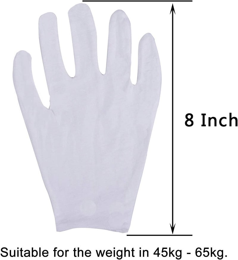 eBoot 12 Pairs White Cotton Gloves Soft Cloth Dust Gloves for Serving Inspection Costume Work Glove Liners for Serving Costume InspectionMedium  - Image 2